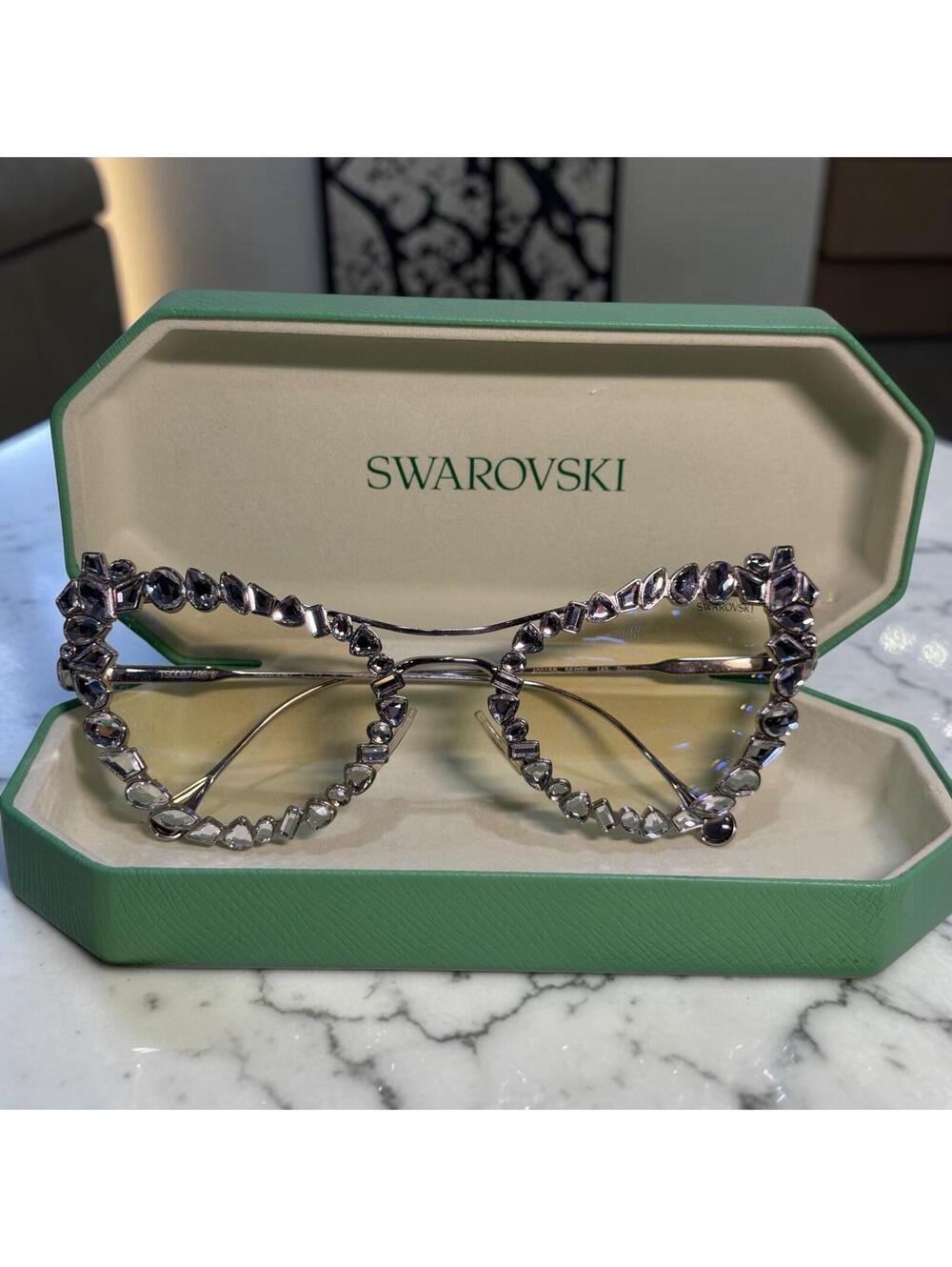 SWAROVSKI SK7011 4001SB 56mm Silver Blue Light Filter Lens Women's Eyeglasses - Picture 1 of 8